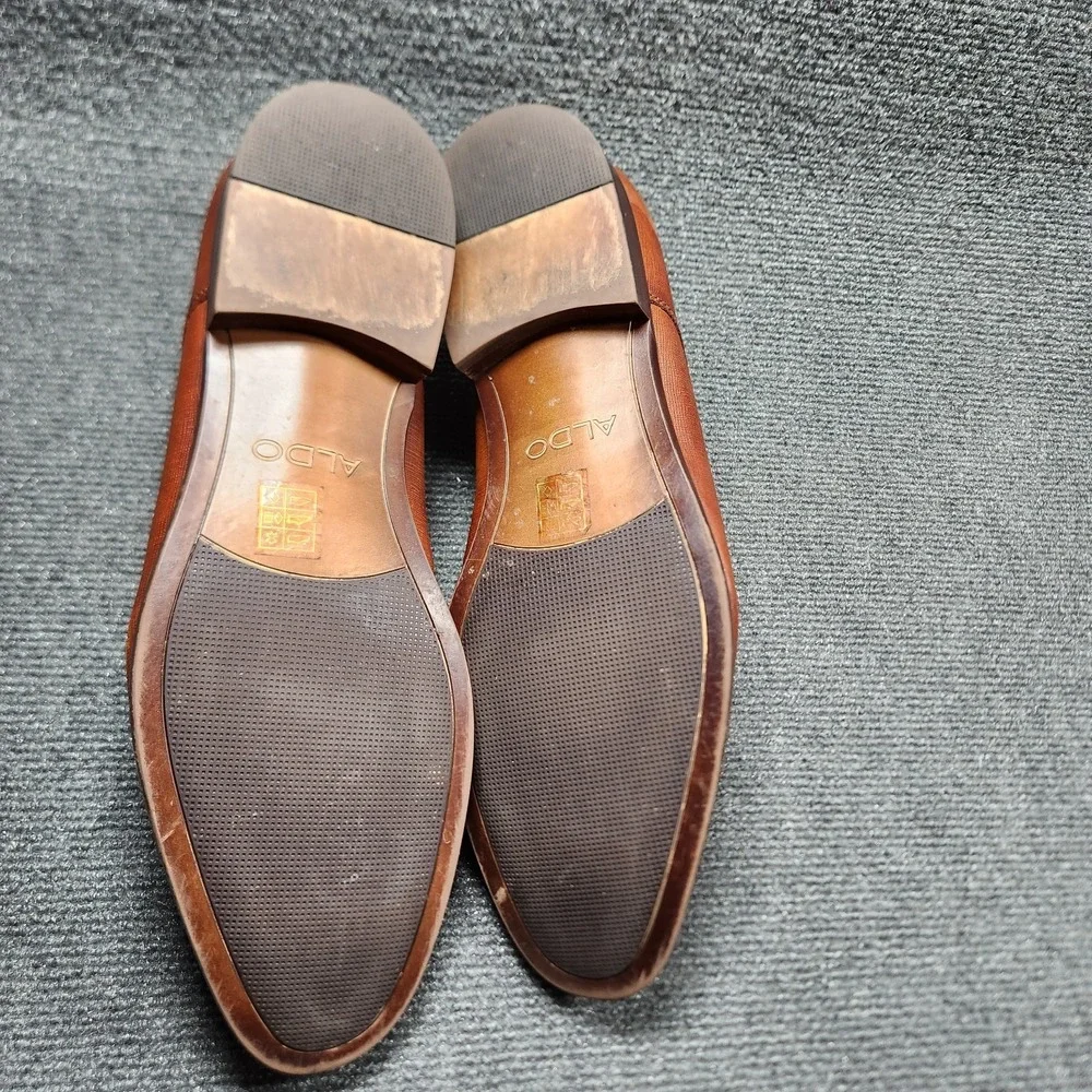 Aldo Dress Shoes Mens 10.5 Derby Oxford Brown Leather Cap Toe Casual Cuban Heels